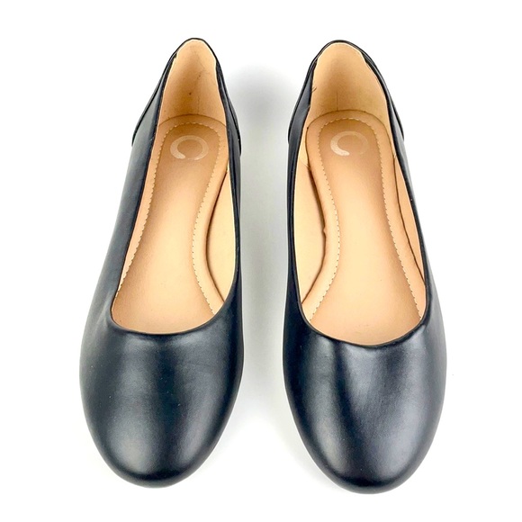 JOURNEE COLLECTION | Black Faux Leather Slides Ballet Flats Shoes - Picture 3 of 6